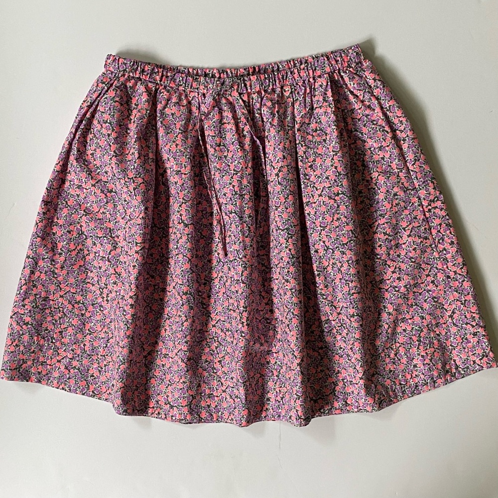 Crewcuts Skirt Floral Print Blue Size 10 Girls Pockets on each side Pink Purple - Picture 1 of 13